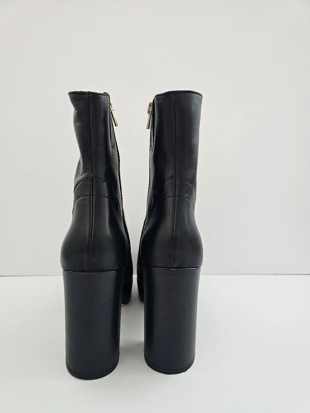27 Edit Naturalizer Gates Black Leather Platform Boots Size 9.5M Block Heel